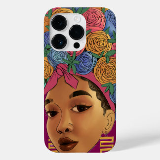 Bloem in het haar afro Amerikaanse meisje Case-Mate iPhone 14 Pro Hoesje