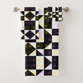 bloem in het monochrome patroon van de astmamontro bad handdoek