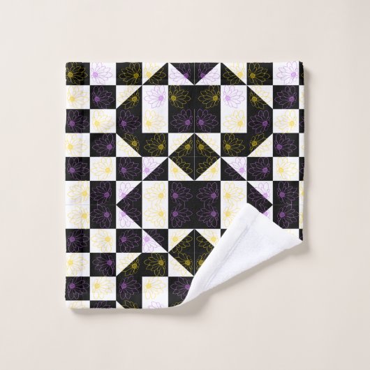 bloem in het monochrome patroon van de astmamontro bad handdoek (Wasdoekje)