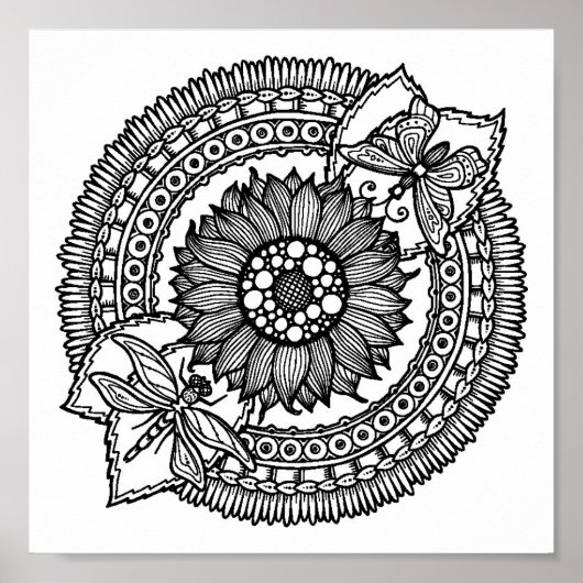 Bloem in Mandala 2 Poster (Voorkant)