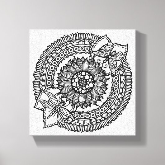 Bloem in Mandala 6 Canvas Afdruk (Voorkant)