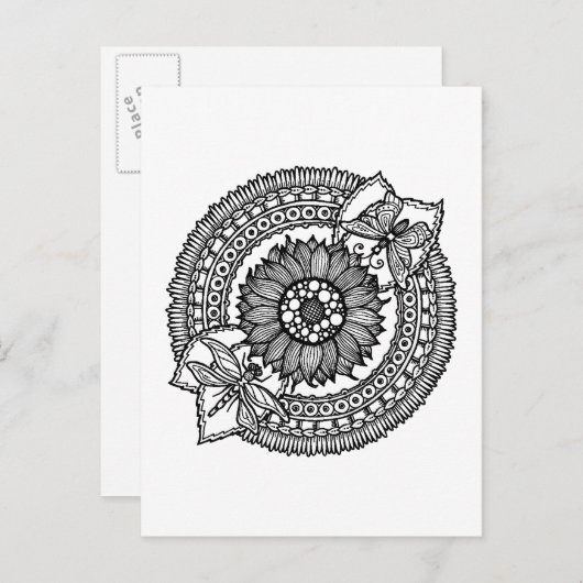 Bloem in Mandala Briefkaart (Voorkant / Achterkant)