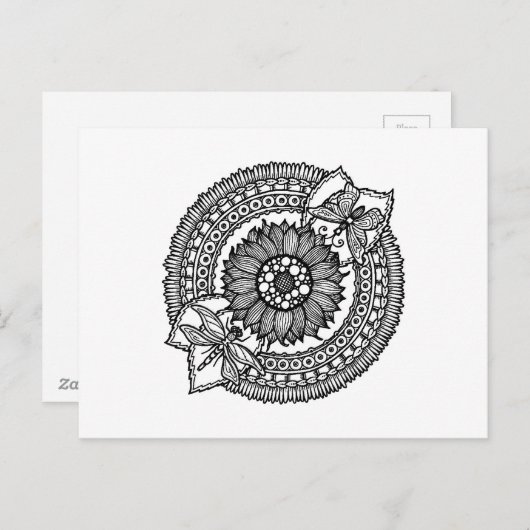 Bloem in Mandala Briefkaart (Voorkant / Achterkant)