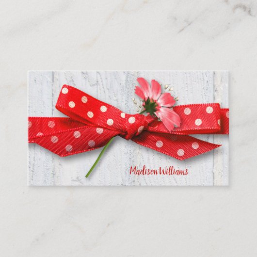 Bloem in polka dot lint visitekaartje (Voorkant)
