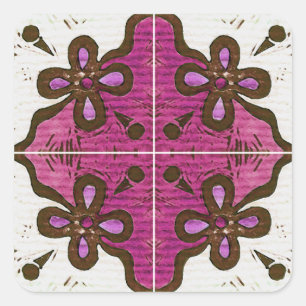 Bloem in roze geïnspireerd door de Portugese Azul Vierkante Sticker