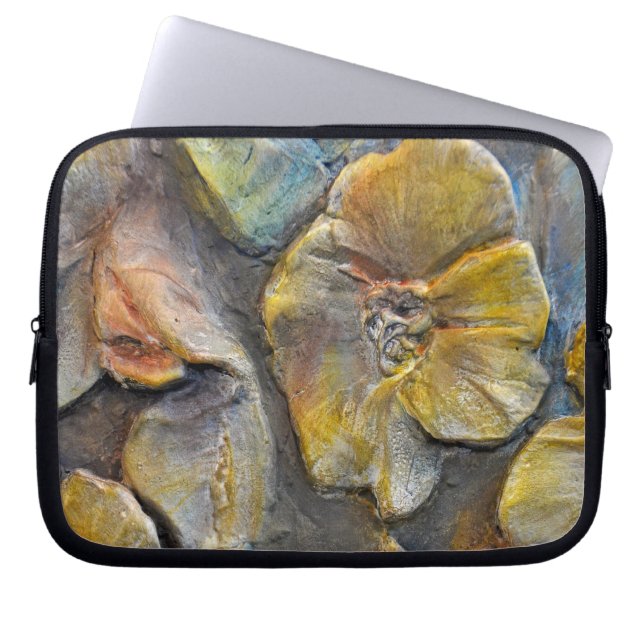 bloem in steen laptop sleeve (Voorkant)