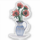 Bloem in vaas Waterverf Sticker (Voorkant)
