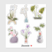 Bloem in Vase, op maat gesneden vinylsticker Sticker (Vel)