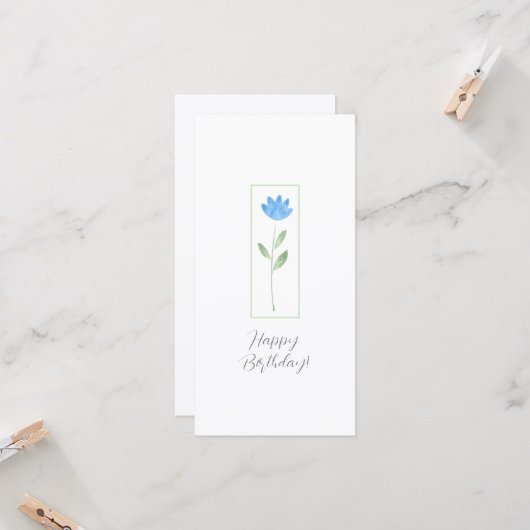 Bloem in waterverf blauw kaart (Voorkant / Achterkant in situ)