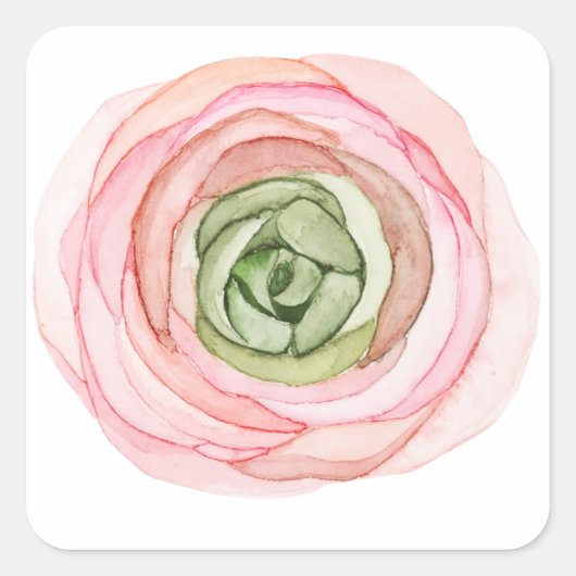 Bloem in waterverf vierkante sticker (Voorkant)