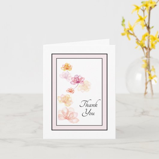 Bloem in zwart Lijst Sympathie bedankt Kaart (Gele Bloem)