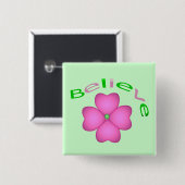Bloem Inspirerend geloven Vierkante Button 5,1 Cm (Voorkant /achterkant)