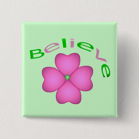 Bloem Inspirerend geloven Vierkante Button 5,1 Cm (Voorkant)