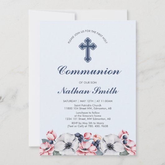 Bloem, Jongen | Eerste Communie / Confirmatie Kaart (Voorkant)