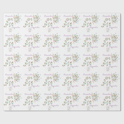 Bloem juweel strass broche schattig bloemig cadeaupapier (Vlak)