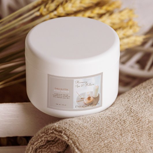 Bloem, Kaars, Borstel Spa & Wellness Productlabel Voedselcontainer Etiket