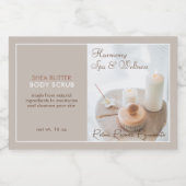 Bloem, Kaars, Borstel Spa & Wellness Productlabel Voedselcontainer Etiket (Enkel label)