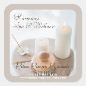 Bloem, Kaars, Borstel Spa & Wellness Vierkante Sticker (Voorkant)