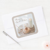 Bloem, Kaars, Borstel Spa & Wellness Vierkante Sticker (Envelop)