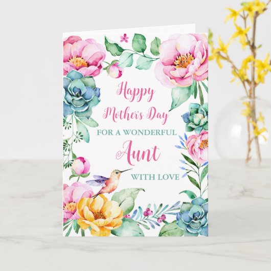 Bloem Kaart Oom Tante Gelukkige Moederdag Kolibrie (Gele Bloem)