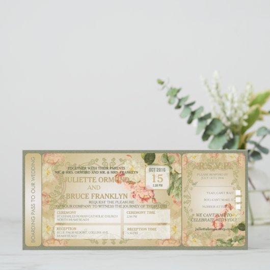 Bloem Kaarten - Kaart voor huwelijksuitnodiging (Staand voorkant)