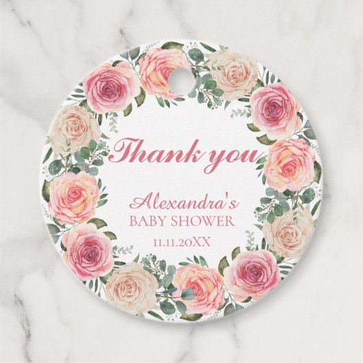 Bloem Kader Baby Shower Bedankt Bedankjes Labels (Voorkant)