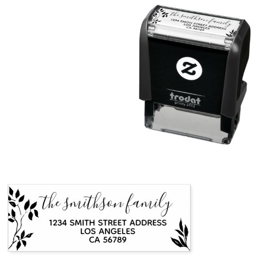 Bloem Kader Botanische Handtekening Bladeren Zelfinktende Stempel (In situ)