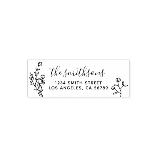 Bloem Kader Botanische Handtekening Boho Chic Zelfinktende Stempel (Design)