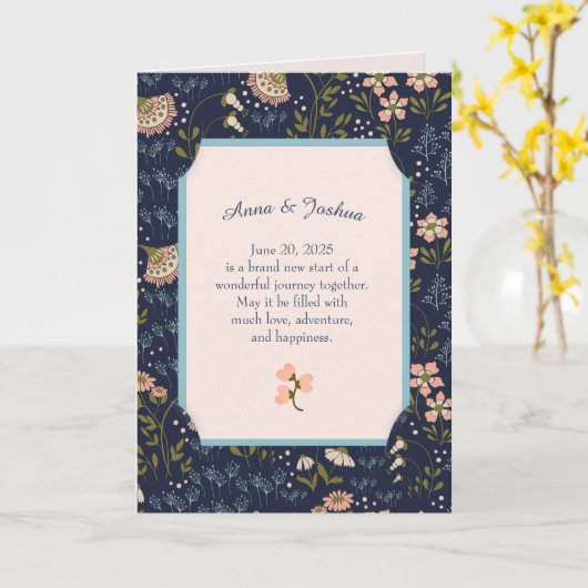 Bloem Kader Pasgetrouwde Felicitaties Kaart (Gele Bloem)