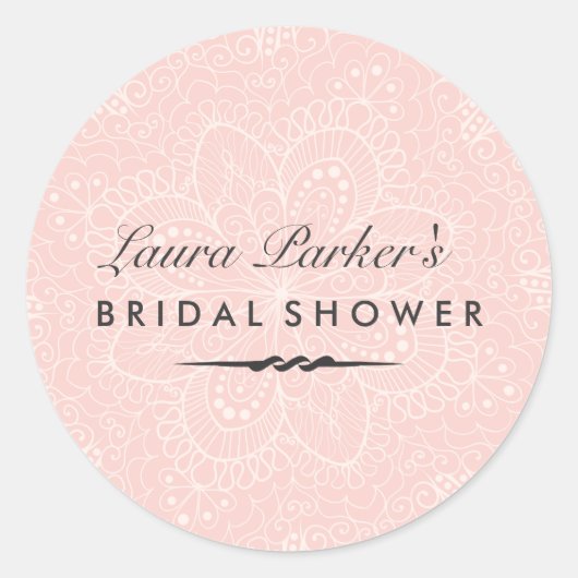 Bloem kant | Roze Bruiloftsuitnodiging Sticker (Voorkant)