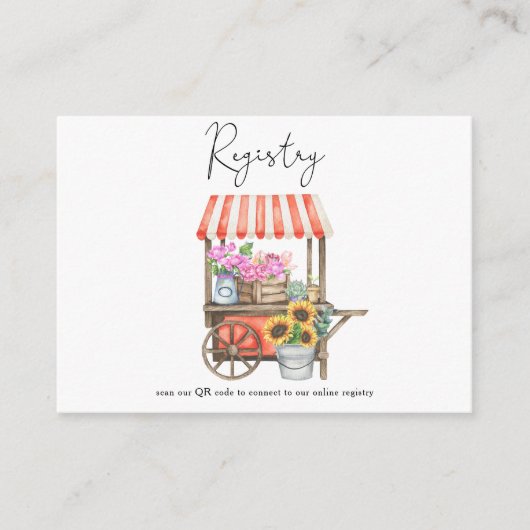 bloem kar vrijgezellenfeest QR-code voor register Informatiekaartje (Voorkant)