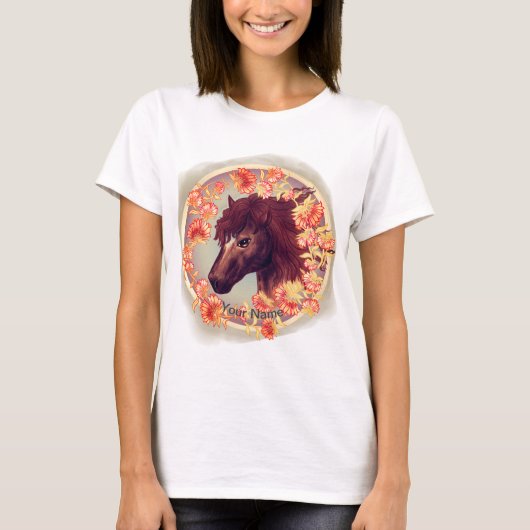 Bloem Kastanje Paard T-Shirt (Voorkant)