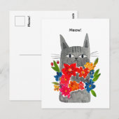 Bloem Kat Ansichtkaart Briefkaart (Voorkant / Achterkant)