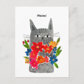 Bloem Kat Ansichtkaart Briefkaart (Voorkant)