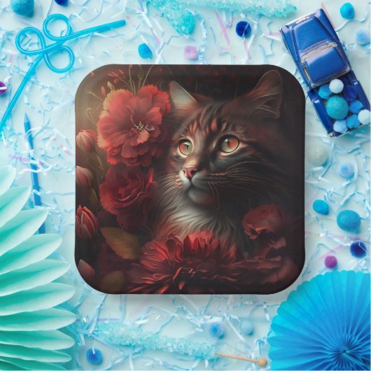 Bloem kat bord van karton (Feest)