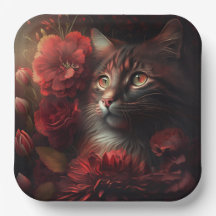 Bloem kat bord van karton