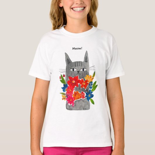 Bloem Kat T-shirt (Voorkant)