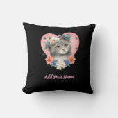 Bloem Kat Tshirt Kussen (Voorkant)
