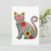 Bloem Kat Wilde Bloemen Kittens Liefhebber Kaart (Staand voorkant)