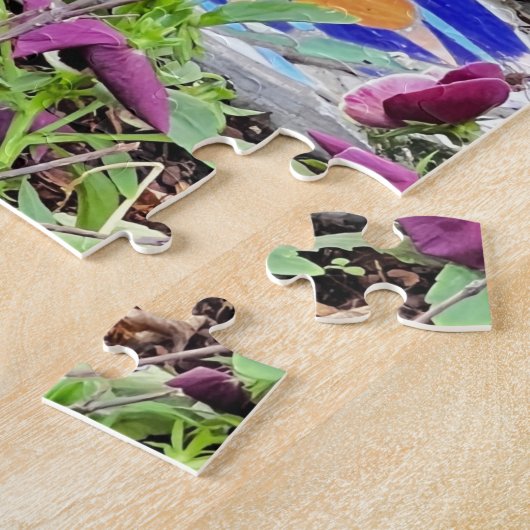 Bloem Kind! Cute Cat in de tuin Legpuzzel (Zijkant)