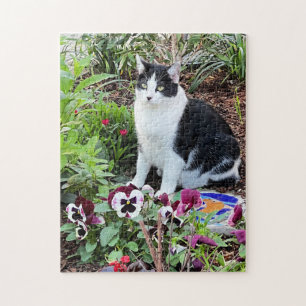 Bloem Kind! Cute Cat in de tuin Legpuzzel