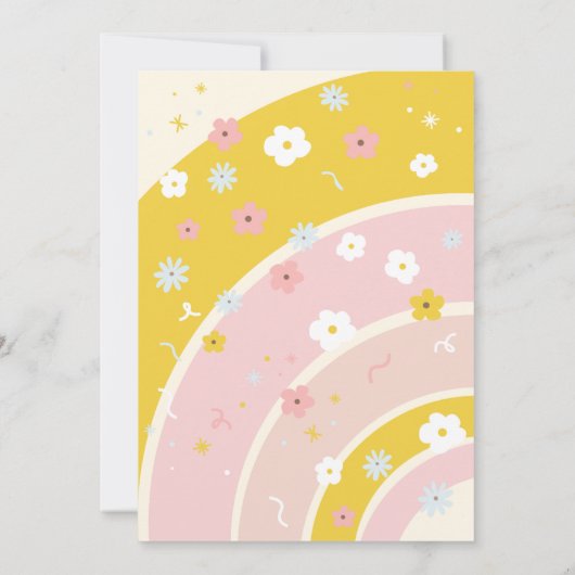 Bloem Kind Groovy Retro Verjaardag Uitnodiging (Achterkant)