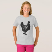 bloem kip silhouet kippen t-shirt (Voorkant volledig)