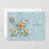 Bloem Kleine Vogel Groene Bladeren Ansichtkaart Briefkaart (Voorkant / Achterkant)