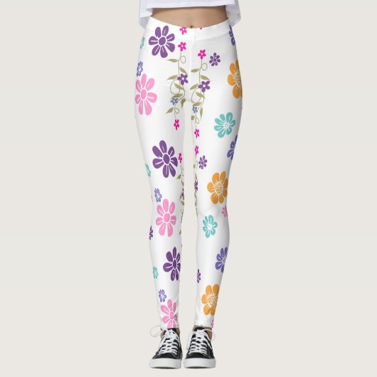 Bloem Kleurrijk Trendy Design Leggings (Voorkant)