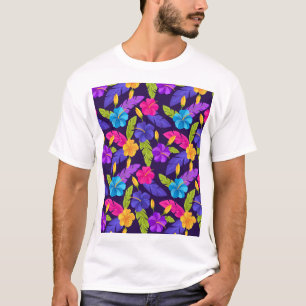 Bloem Kleurrijk Tropisch Blad Bloemen Patroon-23 T-shirt