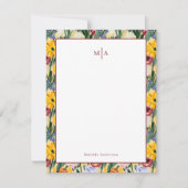 Bloem Kleurrijke Schilderkunst Monogram Naam Perso Notitiekaartje (Voorkant)