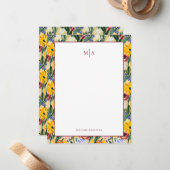 Bloem Kleurrijke Schilderkunst Monogram Naam Perso Notitiekaartje (Voorkant / Achterkant in situ)