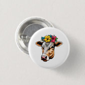 Bloem Koe Ronde Button 3,2 Cm (Voorkant /achterkant)