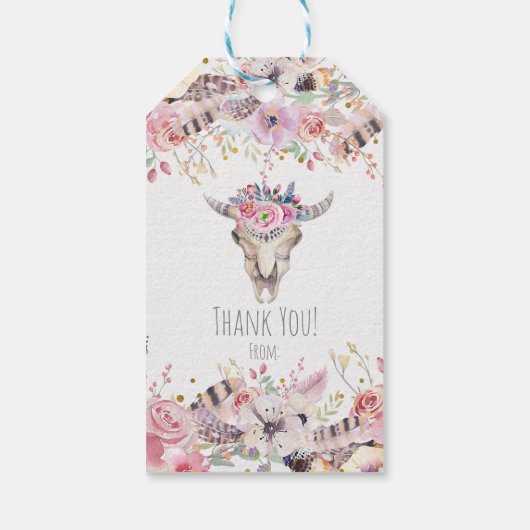 Bloem & Koe Schedel Boho Chic Country Glam Cadeaulabel (Achterkant)